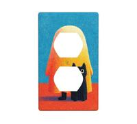 Bonito fantasma con gato negro, cubierta decorativa para interruptor de luz, placa de pared de 1 banda para cocina, baño, tamaño 7 x 11,4 cm