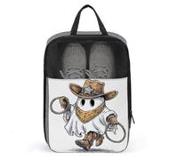 Bonito fantasma que lleva una bolsa de zapatos para sombrero de vaquero marrón para viajes, uso diario, bolsa de almacenamiento antipolvo para zapatos de golf