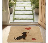 Bonito felpudo de perro salchicha, decoración de perro marrón para entrada exterior e interior, regalo para los amantes de los perros, tapete frontal antideslizante resistente al agua, fácil de