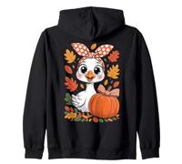 Bonito Ganso de otoño, Calabaza de otoño y Hojas con pájaro bebé Sudadera con Capucha