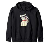 Bonito Gato Blanco con micrófono de Karaoke para Amantes de la Comedia de pie Sudadera con Capucha