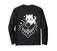 Bonito Gato Kawaii Jugando a los Bolos Manga Larga