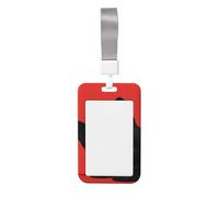 Bonito gato negro sobre rojo deslizante para tarjetas de identificación de plástico duro, protector de etiqueta de nombre para enfermeras y oficina