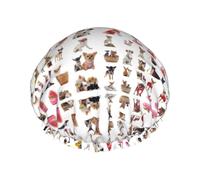 Bonito gorro de baño con estampado de carlino chihuahua, protector de pelo de doble capa, cubierta elástica para el cabello para lavar la cara, 27 cm