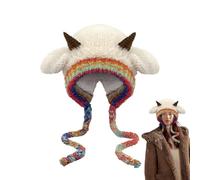 Bonito gorro de cálido para invierno, gorro de con diseño de animales, con solapas para las orejas, para esquí, nieve, forro de , para esquí, viajes, viajes al aire libre, Color crema