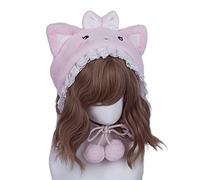 Bonito gorro de dibujos animados con diseño de gatito de peluche para Navidad, Año Nuevo, Día de San Valentín, para mujeres adultas