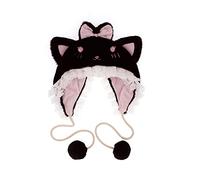 Bonito gorro de dibujos animados con diseño de gatito de peluche para Navidad, Año Nuevo, Día de San Valentín, para mujeres adultas