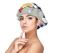 Bonito gorro de dormir con estampado de pingüino para mujer para proteger el cabello, cómodo gorro de noche para cabello rizado y largo, color negro, Negro -, talla única