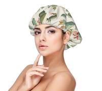 Bonito gorro de dormir de satén para adultos, con estampado de cactus, gorro de satén para dormir, gorro de dormir de seda para mujeres y hombres, color negro, Negro -, talla única