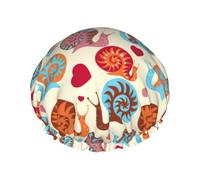 Bonito gorro de ducha con estampado de caracol para mujer, ligero, reutilizable, suave, impermeable, a prueba de fugas.