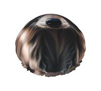 Bonito gorro de ducha con estampado de mapache para mujer, ligero, reutilizable, suave, impermeable, a prueba de fugas.