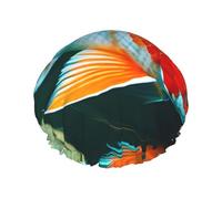 Bonito gorro de ducha con estampado de peces koi para mujer, ligero, reutilizable, suave, impermeable, a prueba de fugas.