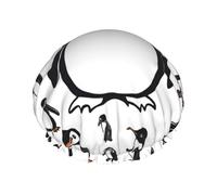 Bonito gorro de ducha grande con estampado de pingüino, protector de pelo de doble capa para cuidado facial, envoltura reutilizable para el cabello