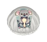 Bonito gorro de ducha suave con estampado de koala para mujeres y hombres, gorro reutilizable ligero y gorro de baño