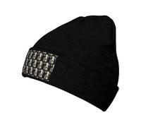 Bonito gorro de invierno con estampado de vaca, para hombres y mujeres, cálido y acogedor, gorro de punto con puños, regalos para clima frío, Negro -, talla única