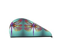 Bonito gorro de pelo seco de terciopelo coral SamLng con patrón de libélula, perfecto para el hogar, viajes, fiestas en la piscina, playas, baños y mucho más
