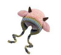 Bonito gorro de punto cálido para invierno, gorro de punto con diseño de animales, con solapas para las orejas, para esquí, nieve, forro de punto, para esquí, viajes, viajes al aire libre, rosa