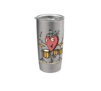Bonito gráfico de corazón de baterista para amantes de los ritmos y tambores Vaso térmico de acero inoxidable de doble pared