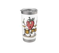Bonito gráfico de corazón de baterista para amantes de los ritmos y tambores Vaso térmico de acero inoxidable de doble pared
