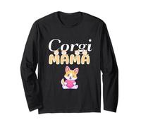Bonito gráfico de Corgi Mama con Dibujos Animados y Amante de los Cachorros Manga Larga