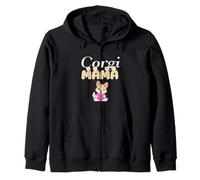 Bonito gráfico de Corgi Mama con Dibujos Animados y Amante de los Cachorros Sudadera con Capucha
