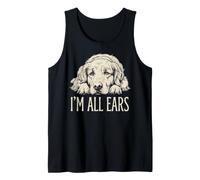 Bonito gráfico de I'm All Ears, Divertido y Adorable Perro Golden Retriever Camiseta sin Mangas