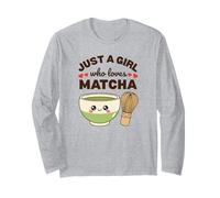 Bonito gráfico de Matcha Lover con Cuenco Kawaii y Arte de batidor Manga Larga