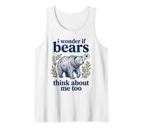 Bonito gráfico de Oso con Texto en inglés I Wonder If Bears Think About Me Too Camiseta sin Mangas