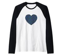 Bonito gráfico minimalista con patrón de lunares azules y amarillos Camiseta Manga Raglan