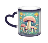 Bonito hongo azul. Es una taza que cambia de color, negro para frío y blanco para caliente, y más duradero después del lavado a mano. Pijama para mujer de manga corta, camisetas de pijama para mujer