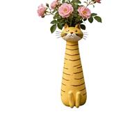 Bonito jarrón para gatos, divertido soporte para brotes florales, decoración de jarrón pequeño con tamaño compacto, recipiente de cerámica para flores de animales, decoración de escritorio con bonito