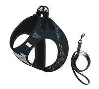 Bonito juego de arnés y correa para perro pequeño con estampado de conejo blanco, chaleco suave ajustable con correas reflectantes de 360° para gatos y cachorros