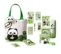 Bonito Juego de papelería, Caja de lápices de Panda con Llavero y calcomanías, Bolsa de portátil para Estudiantes, niños y niñas, Mochila Escolar