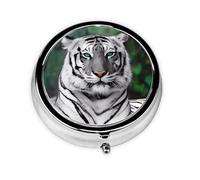 Bonito leopardo. Este pequeño pastillero redondo es un organizador portátil de medicamentos de viaje con tres compartimentos para almacenar medicamentos diarios.