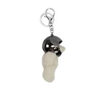 Bonito llavero con colgante de oso con casco para cartera, mochila, bolsa, llavero, llavero para llaves de coche, Bk, 9x5.5cm