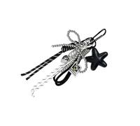 Bonito llavero con colgante para bolso, cuerda trenzada, llavero para mochila, bolso, decoración, cuerda trenzada, colgante de estrella hecho a mano, Negro , M