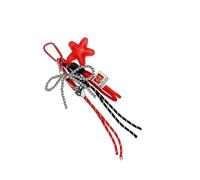 Bonito llavero con colgante para bolso, cuerda trenzada, llavero para mochila, bolso, decoración, cuerda trenzada, colgante de estrella hecho a mano, rojo, M