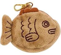 Bonito llavero de felpa marrón, mini bolso de muñeca, colgante de moneda suave ajustable creativo japonés con bolsa de felpa con cremallera para niñas y mujeres, monederos y accesorios