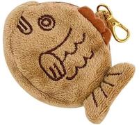 Bonito llavero de felpa marrón, mini bolso de muñeca, colgante de moneda suave ajustable creativo japonés con bolsa de felpa con cremallera para niñas y mujeres, monederos y bolsos, accesorios