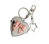 Bonito llavero de mariposa con espejo de corazón, perfecto para llaves, bolsas y auriculares, adorno de teléfono moderno para mujer, llavero de aleación con forma de corazón de mariposa, C, Talla