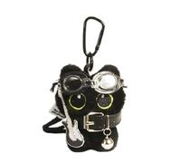 Bonito llavero de peluche de gato negro, adorable accesorio de monedero, colgante único para mujeres y estudiantes, Sujeta la guitarra, M