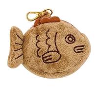 Bonito llavero de peluche Taiyaki marrón, mini bolso de muñeca, colgante japonés creativo ajustable suave con bolsa de felpa con cremallera para mujeres, monederos y bolsas, llavero de coche, Marrón,