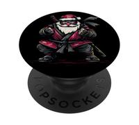 Bonito Look de Papá Noel en Disfraz de Ninja para los Amantes de los samuráis PopSockets PopGrip Adhesivo