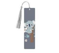 Bonito marcapáginas colgante de koala, rama de flores, marcapáginas de madera con borla, para mujeres y hombres, marcadores de página de lectura, regalos para amantes de los libros
