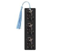 Bonito marcapáginas de madera con estampado de perro carlino negro, escala estándar 2_00x, 5 piezas, marcadores rectangulares para adultos, perfectos para regalos de graduación