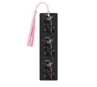 Bonito marcapáginas de madera con estampado de perro carlino negro, escala estándar 2_00x, 5 piezas, marcadores rectangulares para adultos, perfectos para regalos de graduación