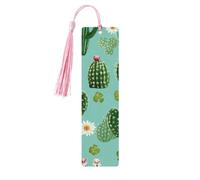Bonito marcapáginas de madera con flor de cactus con borla, para mujeres y hombres, marcadores de página de lectura, regalos para amantes de los libros