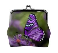 Bonito monedero con estampado de mariposa morada, mini monedero para mujer, monedero pequeño para tarjeta de crédito y llave de identificación, Negro -, Talla única, Vintage