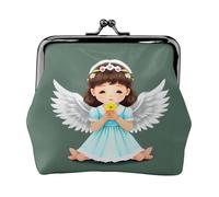 Bonito monedero de ángel pequeño. Monedero de doble cara para mujer, pequeño tarjetero de piel sintética