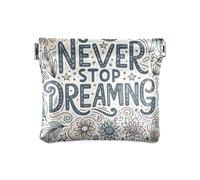 Bonito monedero de cuero pequeño para monedas, Never Stop Dreaming, Diseño: